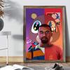 Kanye West Rapper Music Whitepaper Poster Self-adhesive Art Poster Fancy Wall Sticker for Living Room Bar Decoration Painting