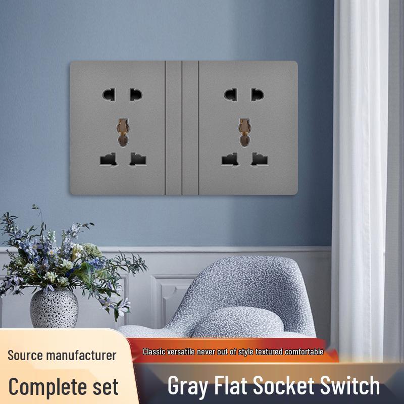 Priză UK 13A pentru perete gri cu încărcător Type-C și USB