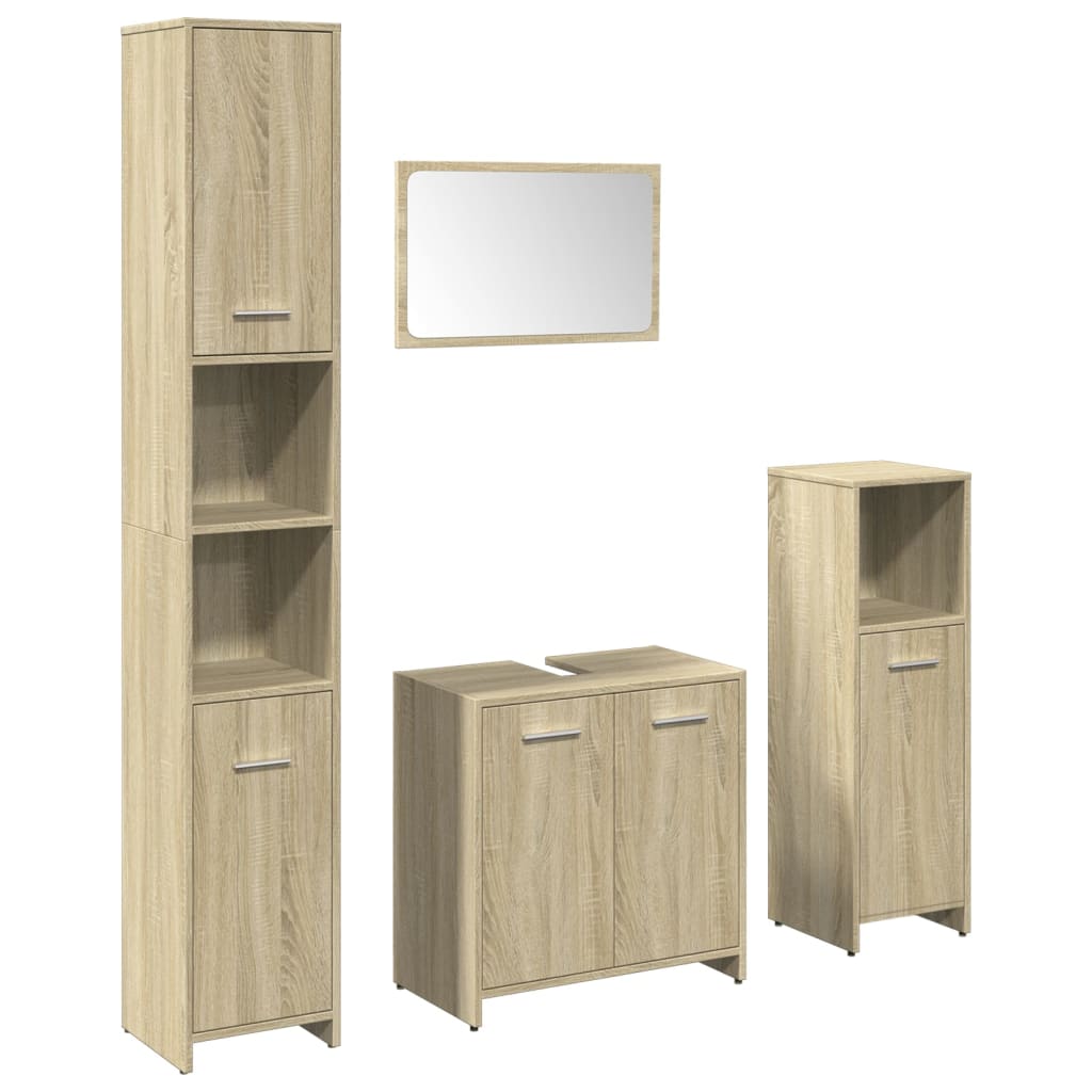 4 piece Bathroom Furniture Set in Sonoma Oak Particleboard