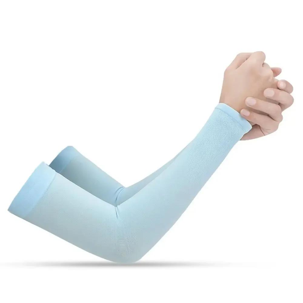 

2Pcs Arm Sleeves Warmers Sports Sleeve Sun UV Protection Hand Cover Cooling Warmer Running Fishing Cycling Summer Cooling One Size синий