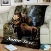 1PC Custom Name Moose Wild Stream Outdooor Flannel Blankets Throw Blanket All-Season Throw Gift Bedspread for Couch, Bed, Camping Holiday Birthday Gif
