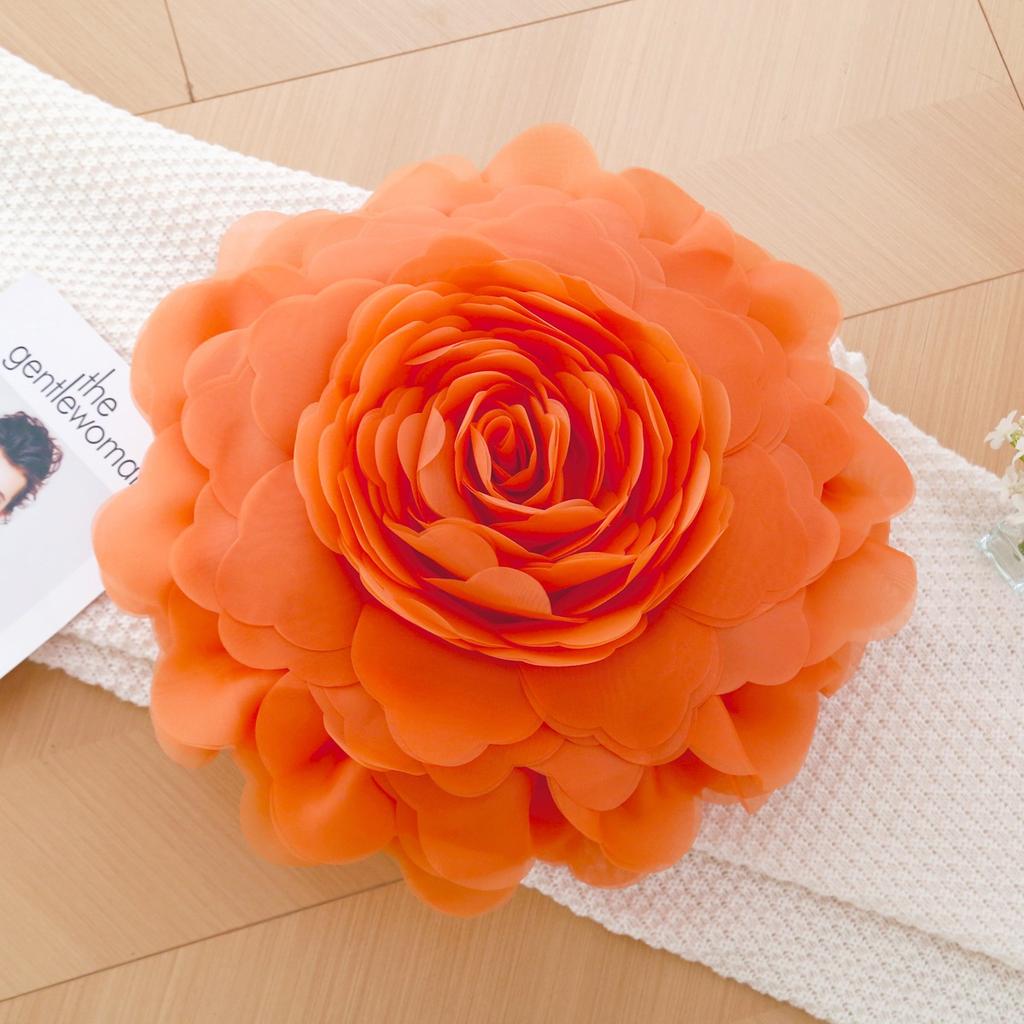 European Flower Cushion Cover Stereoscopicl Organza Flower Pillowcase Round Luxury Cushion Princess Style Sofa Home Decoration