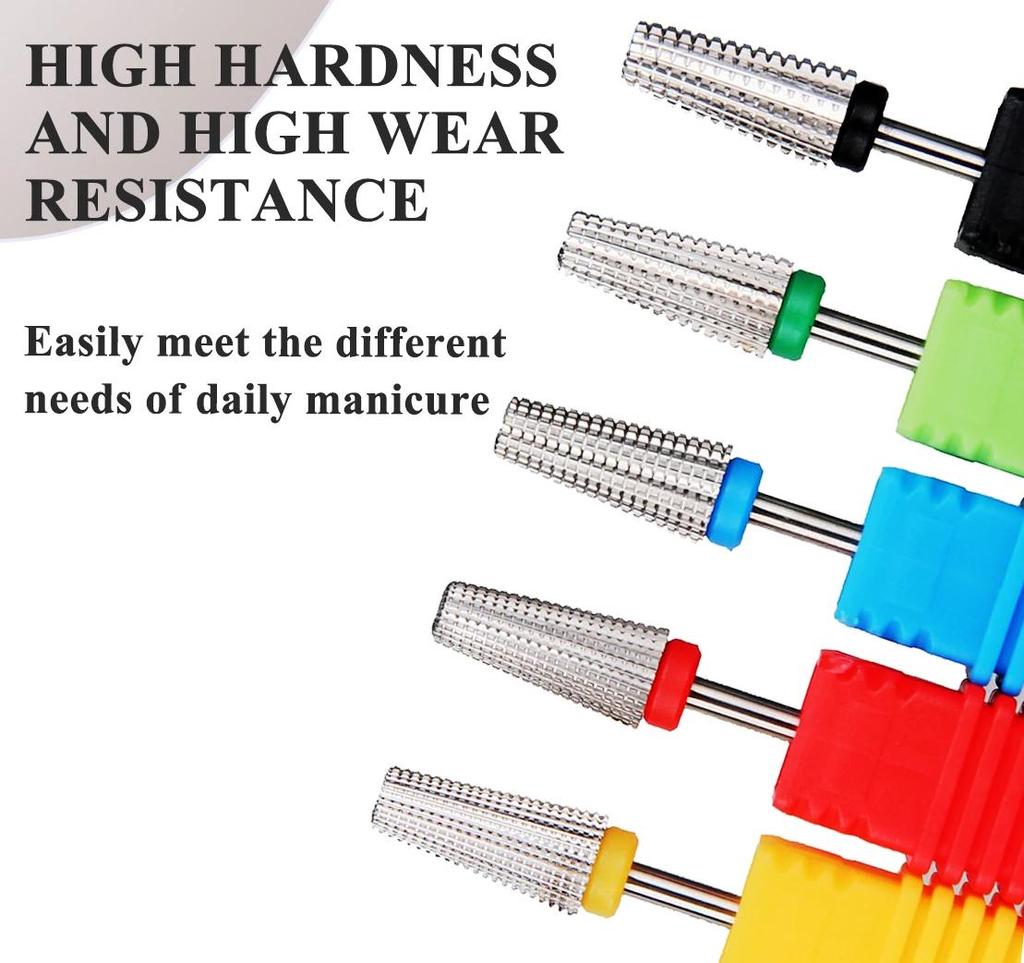 5-in-1 Tungsten Steel Nail Drill Bits with Serrated Tip – Ideal Accessories for Electric Manicure Drills Nail Files