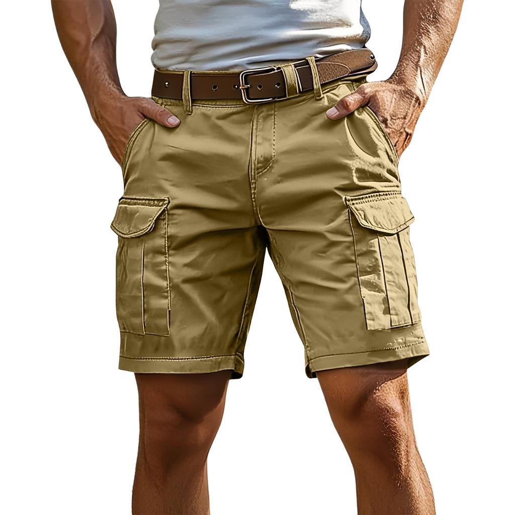 Mens Cargo Shorts with Multiple Pockets Relaxed Fit Belted Waist Casual Outdoor Wear for Daily Activities