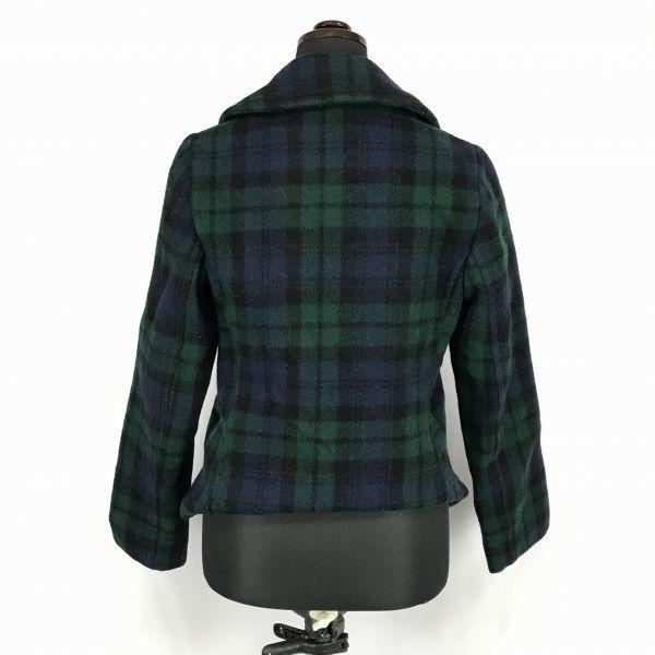 Hergestellt in den USA FIDELIT Kurzer Woll-Peacoat Oberbekleidung Damen S Grün Kariert Amerika Imex(GEBRAUCHT)