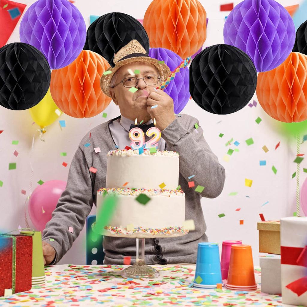 Papierbasteln Wabenball Hängende Partydekoration Schwarz Orange Lila Wabe