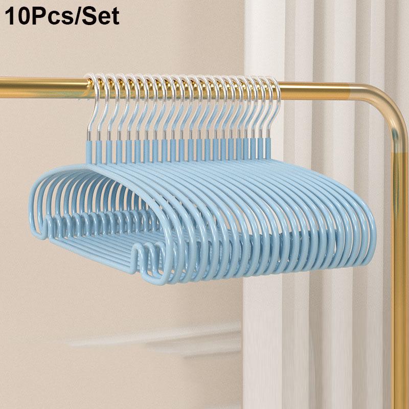 10pcs Non-Slip Coated Metal Hangers Thicken No Trace Hanger For Clothes Suit Coat Shirt Jacket Hanging Hanger with Round Notches