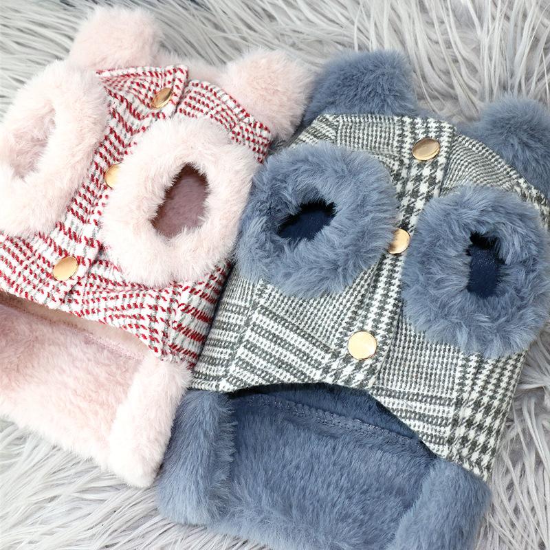 Pet Traction Vest Dog Plaid Autumn and Winter Coat Teddy Yorkshire Small Dog Cat Coat Puppy Clothes Dogs Vest
