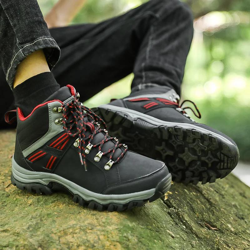 Fashion Outdoor Shoes Waterproof Walking Hiking Boots Non-Slip Warm Tactical Trekking Shoes for Men 2024 Large Size