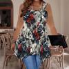 Modische Lässige Sport-Doppelring-Weste für Damen, Große Tank-Weste mit Vintage-Musterdruck, Unregelmäßiger Saum, Elegant und Schlicht
