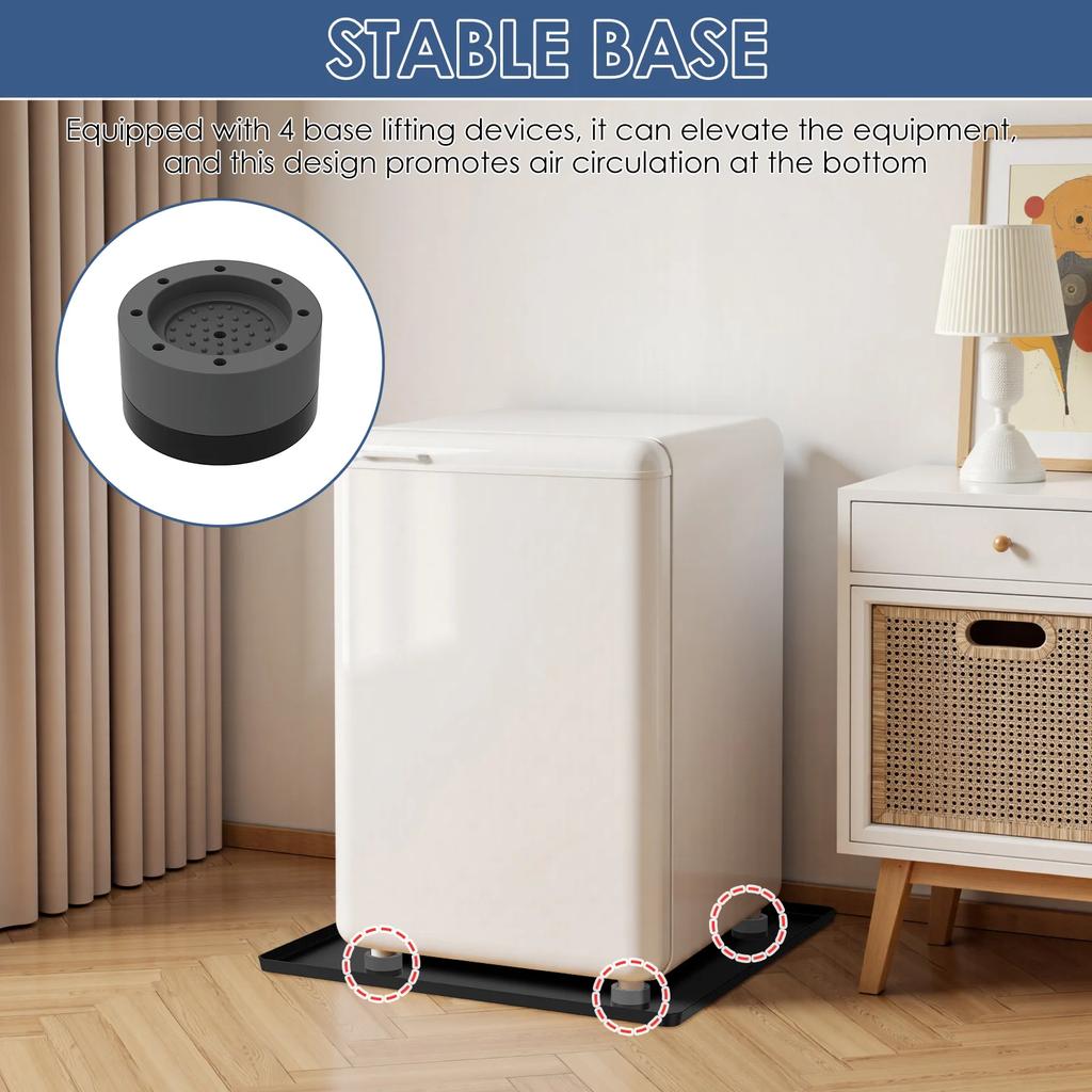 Mini Fridge Silicone Mat Waterproof Fridge Drip Tray with 4 Base Raisers Leak Resistant Under Refrigerator Mat Floor Protector