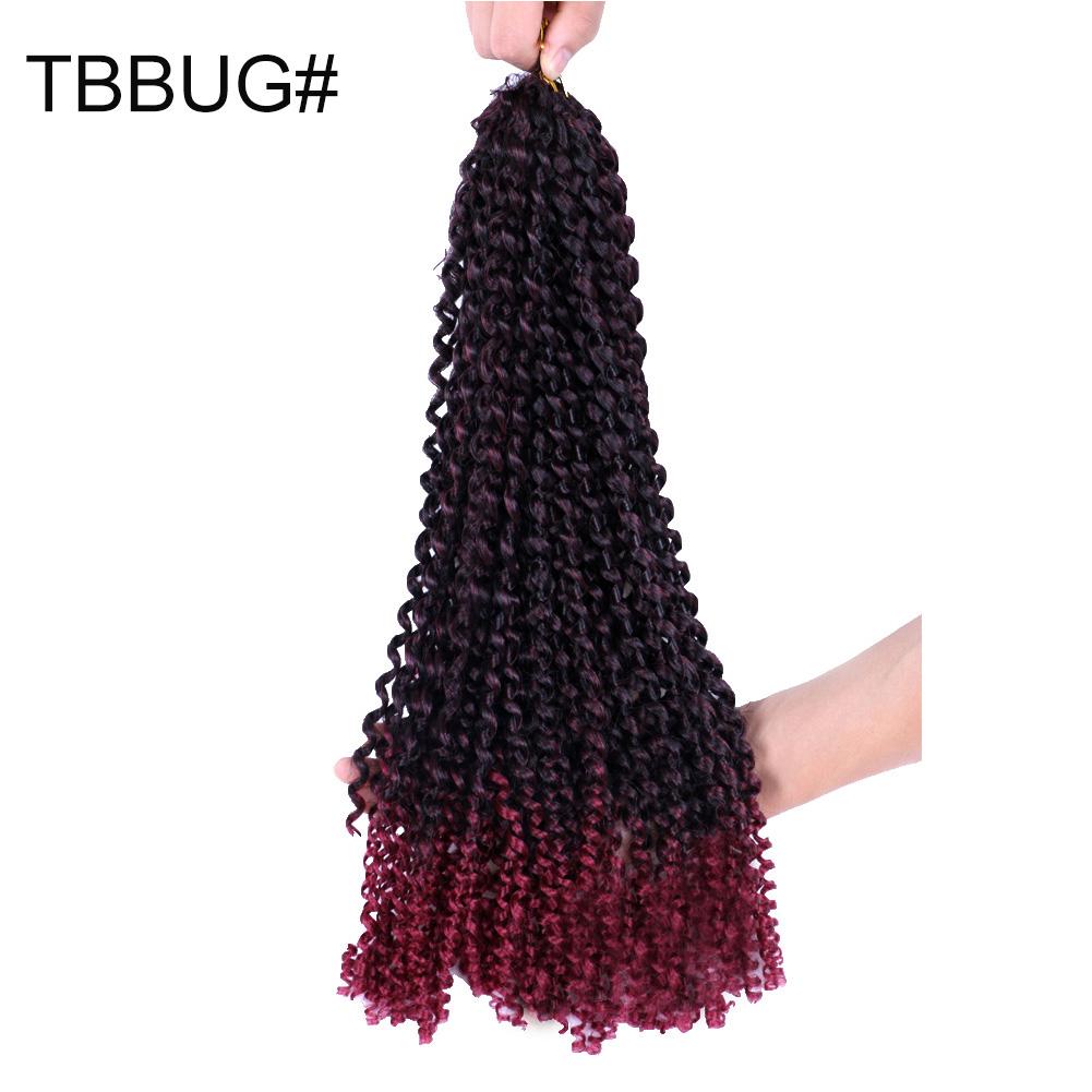 TBH 45cm Twist szydełkowe warkocze Water Wave Curly Falista peruka dla kobiet Syntetyczne przedłużanie włosów