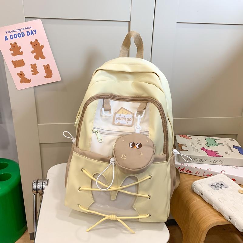 Women's Color Block Backpack Large Capacity School Bag College Cartoon Backpack