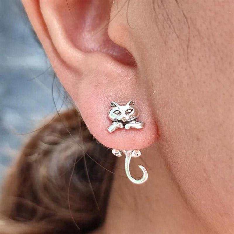 

New Personality Cute Black Cat Stud Earring for Women Funny Small Animal Cartoon Ear Piercing Jewelry Girl Party Friendship Gift