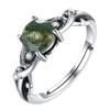 Original Refreshing New In Inlaid Light Green Ink Gems Rings for Women  Vintage Fresh Light Luxury Flower Fine Jewelry