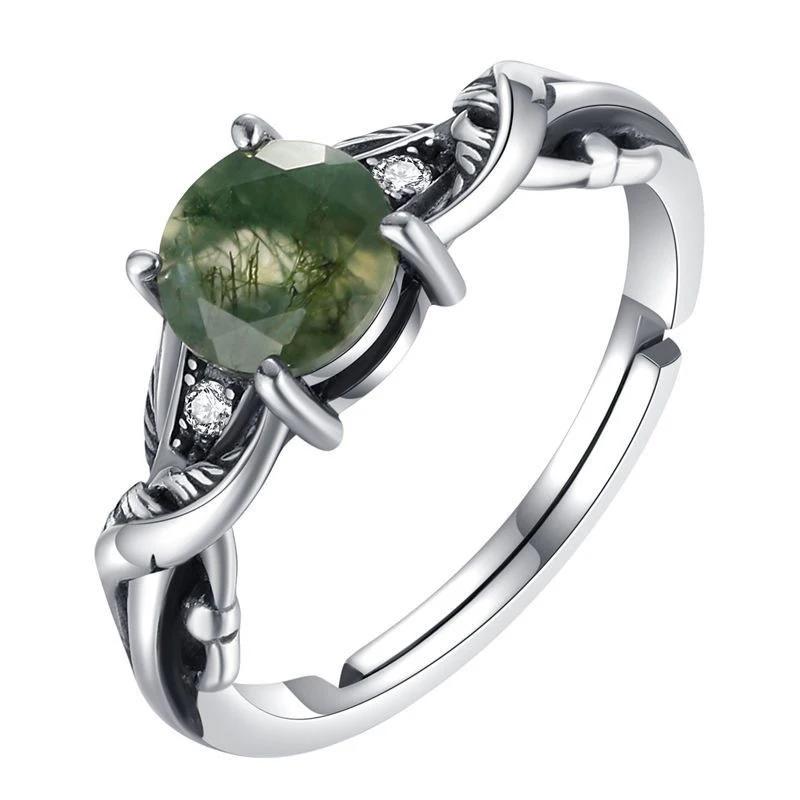 Original Refreshing New In Inlaid Light Green Ink Gems Rings for Women  Vintage Fresh Light Luxury Flower Fine Jewelry