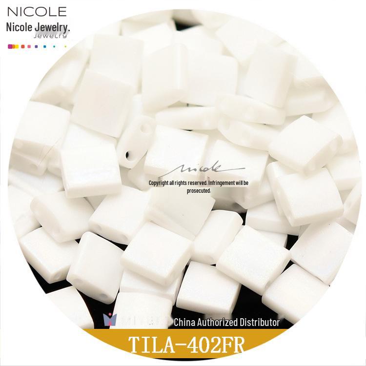 Frosted Iridescent MIYUKI Tila Square Double-Hole Beads, 10g