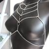 Shiny Crystal Rhinestone Bra Chain Harness Jewelry for Women Sexy Hollow Choker Necklace Body Harness Chain Bikini Top