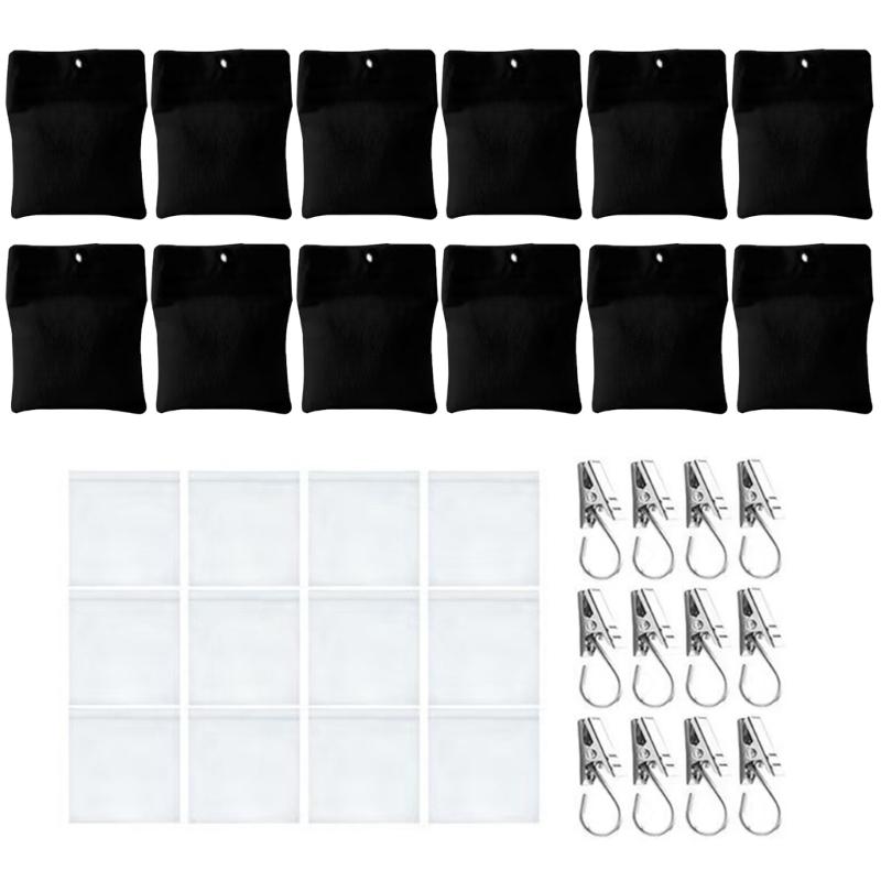 

12pcs Heavy Duty Windproof Curtain Weights Reusable Canvas Bags Metal Clip Included for Outdoor Tablecloth Anchoring