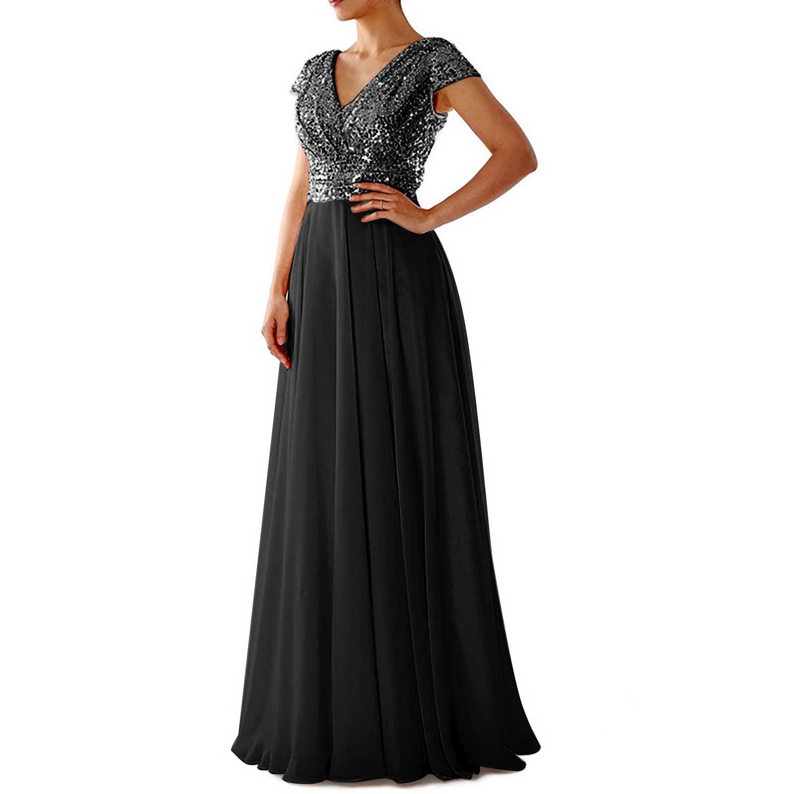 

(Солнечный лук)Женская мода с цветочным принтом и формальным кружевом в винтажном стиле с коротким рукавом, тонкое свадебное длинное платье L чёрный