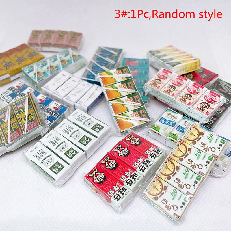 Random Mini Snack 1:12 Dollhouse Miniature Snack Supermarket Food Bagged Crisps Boxed Bread Drink Model Kitchen Decor Toy