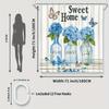 1pc Sweet Home Floral Shower Curtain - Blue Hydrangea & Butterfly, Polyester, 71x71", 12 Hooks, Moisture-Repellent, Easy-Clean