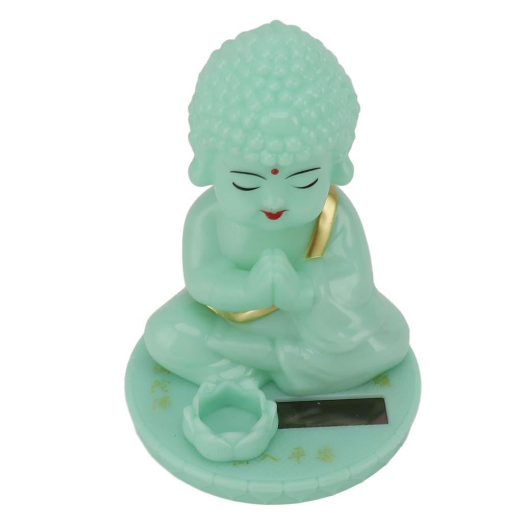 Buddha Ornament Solar Powered Luminous Nodding Head Buddha Statue Toy for Car Dashboard Ornament