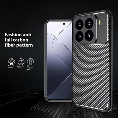 For Xiaomi 15 Pro Case Carbon Fiber Texture TPU Phone Cover Heat Dissipation