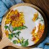 Creative Irregular Ceramic Plates Exquisite Sunflowers Plate Delicious Dishes Deep Soup Plate Afternoon Tea Dessert Tableware