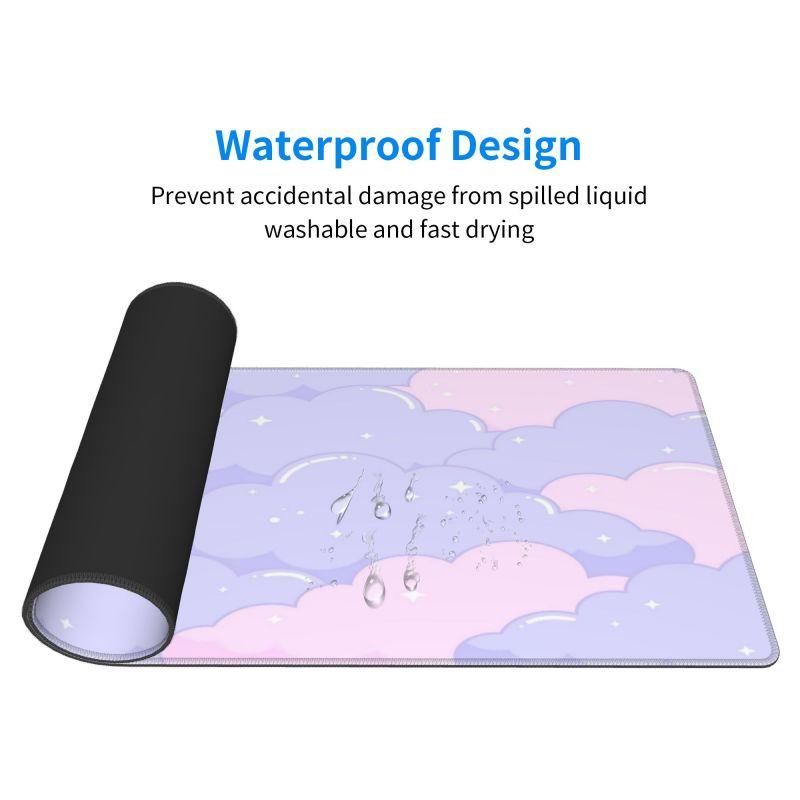 Large Size Pink Mousepad Pastel Clouds Desk Mat Kawaii Cartoon Mouse Pad Rubber Table Mat Extended Gaming Lock Edge Keyboard Mat