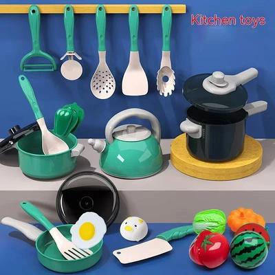 28Pcs Small Kitchen Accessories Kids Kitchen Plaything Set Pretend Play Food Cookware Simulation Cooking Plaything
