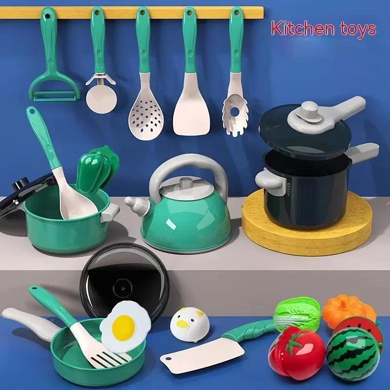 28Pcs Mini Kitchen Accessories Kids Kitchen Toy Set Pretend Play Food Cookware Simulation Cooking Toy