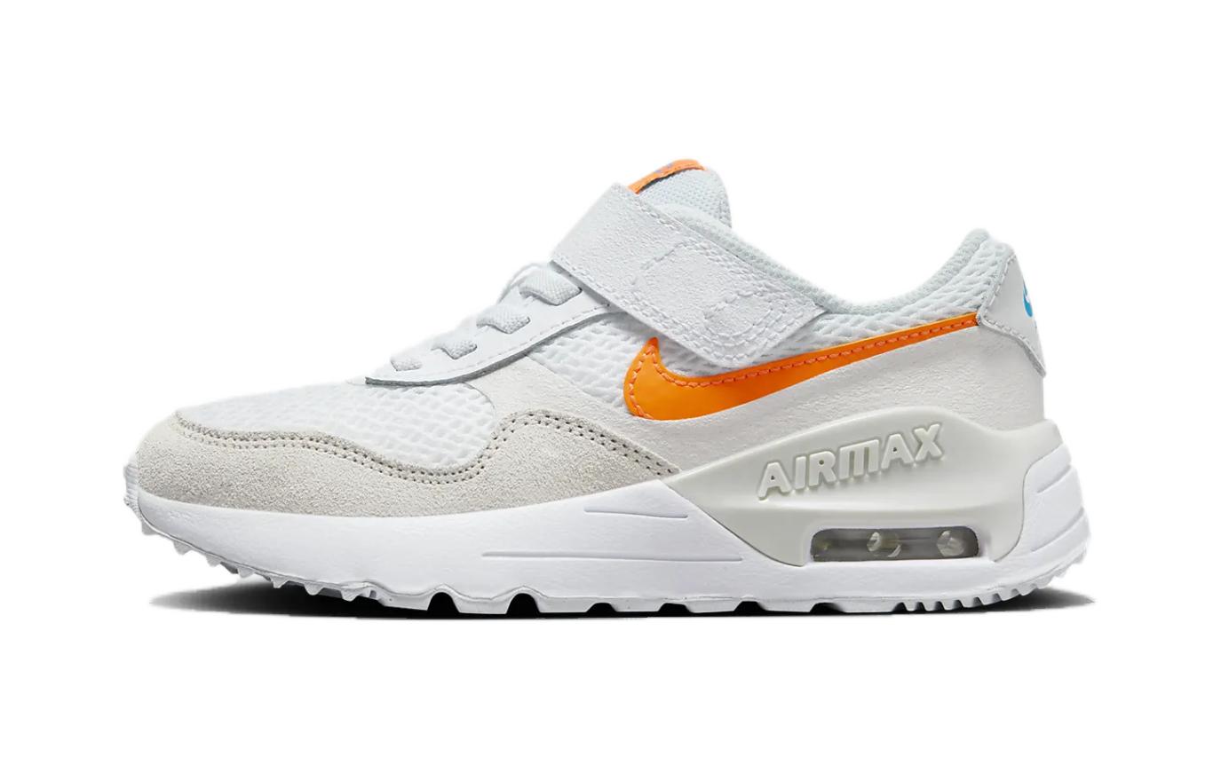

Nike Air Max SYSTM BP Cushioning, Wear Resistant Low top Kids Lifestyle Shoes White Orange Children Aged 3 7 Years Old DQ0285-114 29.5