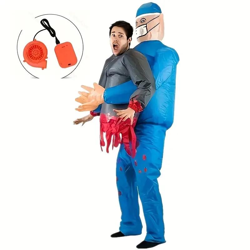 Bloody Half-length Weird Costume Halloween Inflatable Doctor Suit Scary Show Party Dress Up Halloween Horror Inflatable Suit