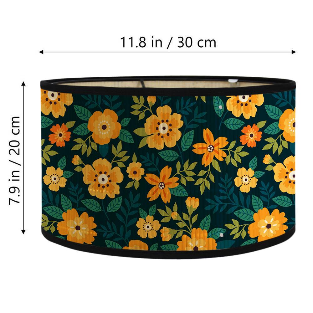 Bohemian Natural Bamboo Floral Printed Handmade Lampshade - Detachable Woven Table Lamp