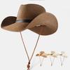 Straw Men's & Women's Adjustable Wide-Brim UV-Protective Cowboy Hat for Outdoor Hiking Summer