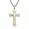 Men's Multi-layer Three-color Diamond Inlaid Cross Necklace