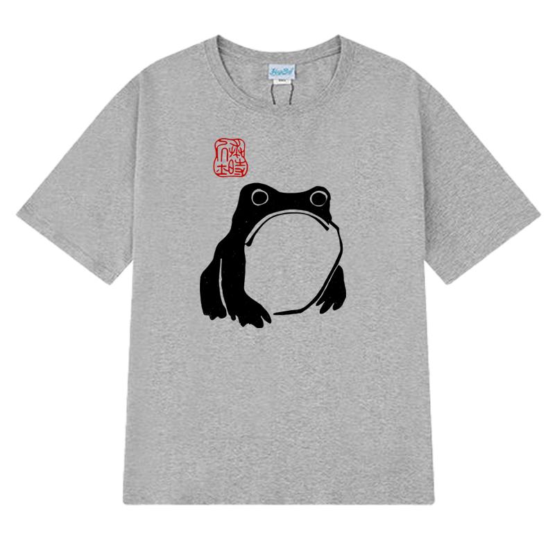 Vintage Unimpressed Frog Harajuku Graphic T Shirt Men Women Fashion Oversized Short Sleeve T-shirts Unisex 100% Cotton Clothing