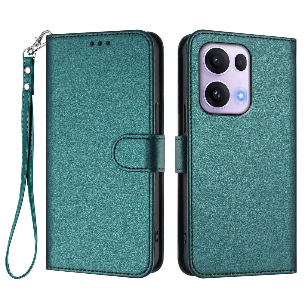 For Oppo Reno13 Pro 5G Leather Case Wallet Stand Phone Cover with Wrist Strap