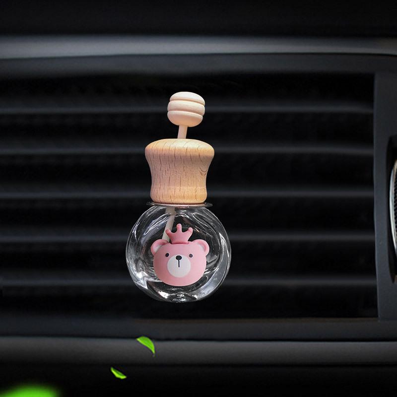Cartoon Car Air Vent Perfume Bottle Clip - Cute Glass Interior Decoration Freshener