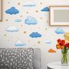 Wall Decoration Stickers for Children's Room Featuring Clouds Under A Cartoon Starry Sky
