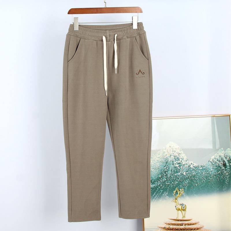 Winter velvet women's pants children's high waist casual embroidered trousers large size women's pants windproof pants black pants walking pants