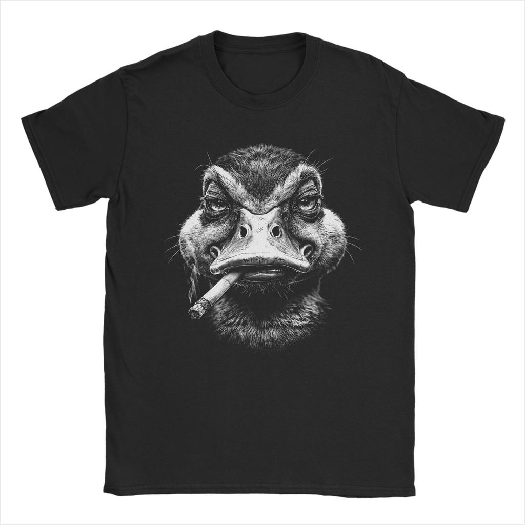 Mallard Duck Smoking A Cigarette Vintage Funny Duck Hunting T Shirt Summer Cotton T-Shirts For Men Harajuku Print Tshirt