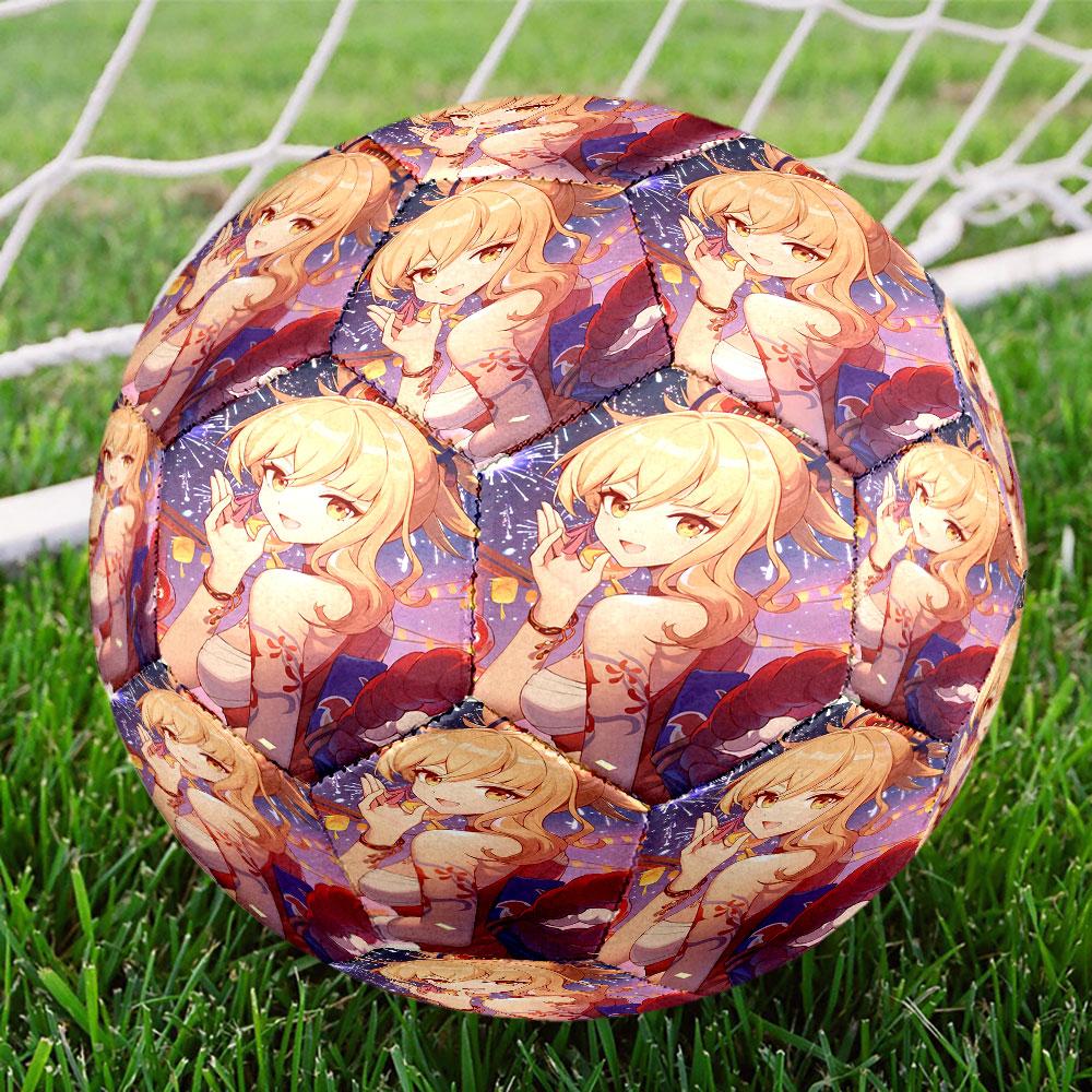 Genshin Impact Print Size 5 Soccer Ball, Standard Match Football for Sports Game and Team Practice, Ideal Gift for Soccer Fans