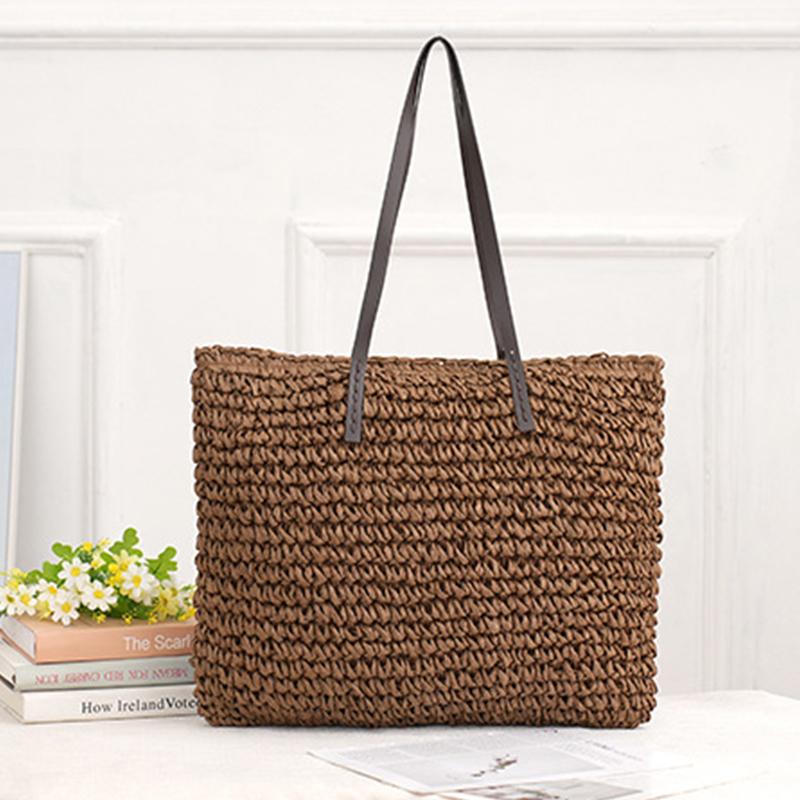 Yogodlns Summer Hot Straw Bag For Women Large Capacity Shoulder Bag Braided Woven Handbags Travel Seaside Beach Bag Basket Bolsa