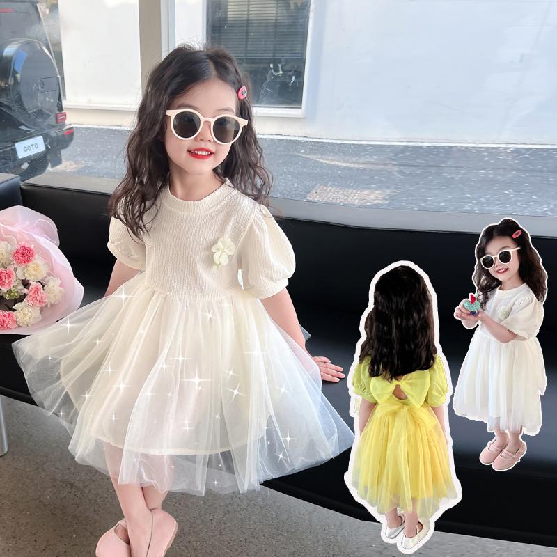 Girls' summer dress new Korean version baby girl children's back bow skirt princess dress summer