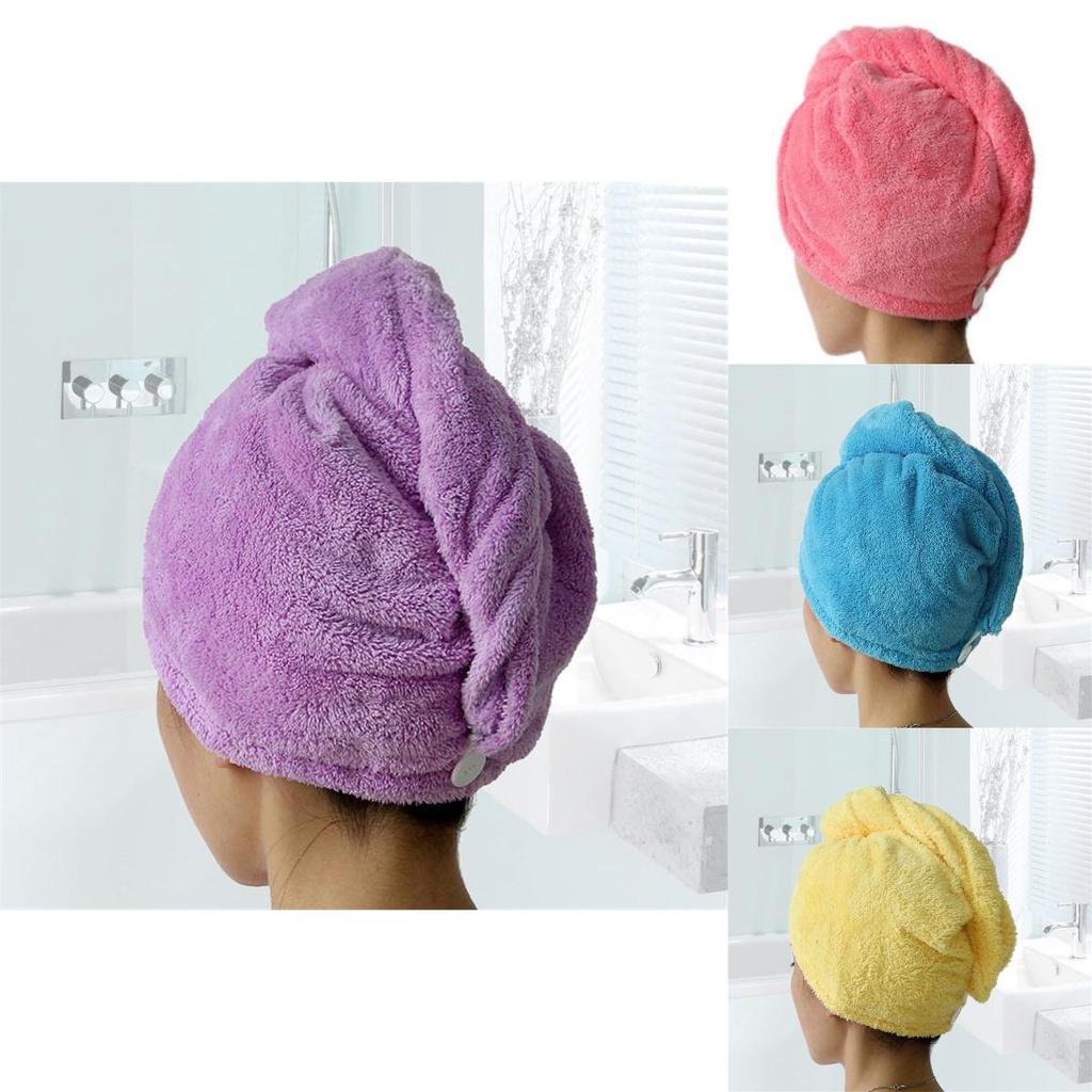 Thick Double Layer Hair Drying Cap With Waterabsorbing Coral Fleece For Women