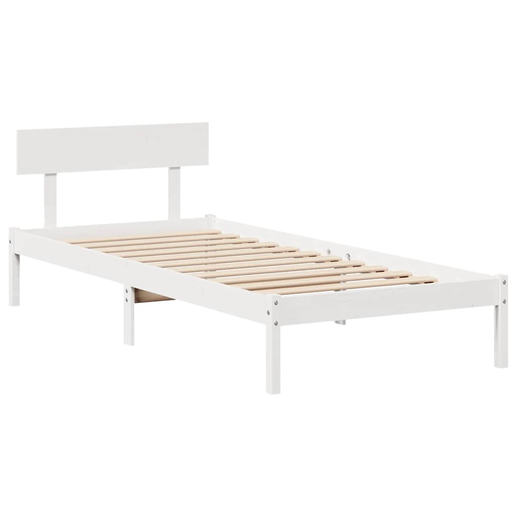 Vidaxl Rama Łóżka Bez Materaca, Biała, 75X190 Cm, Lite Drewno Sosnowe