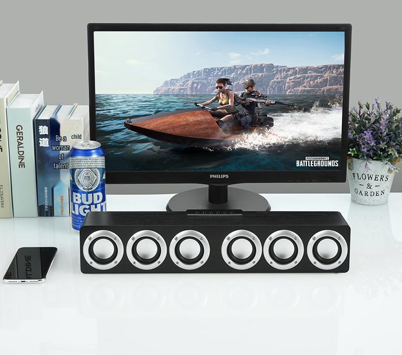 M1 Wooden Bluetooth Wireless Desktop Speaker with 6 Speakers and U Disk Support