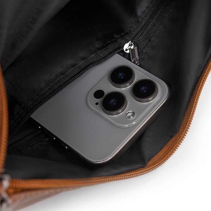 Dámská kabelka středního věku z měkké kůže, velkokapacitní vícevrstvá crossbody taška